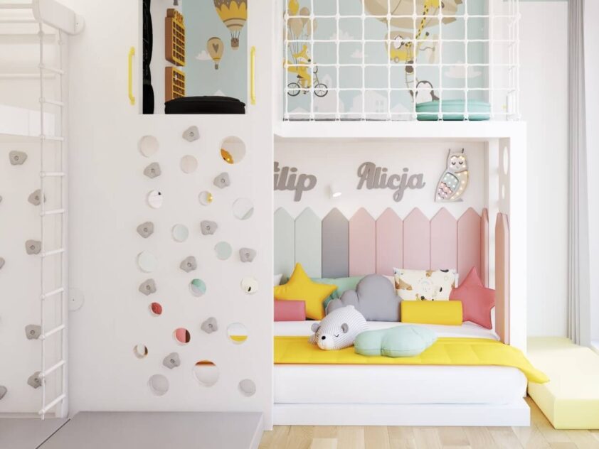 panele tapicerowane płotki w pokoju dziecka