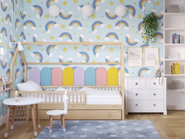 zestaw paneli w pastelowych kolorach do pokoju dziecka