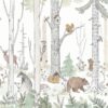 wzór leśnej tapety forest mural z lasem i zwierzętami dla chłopca