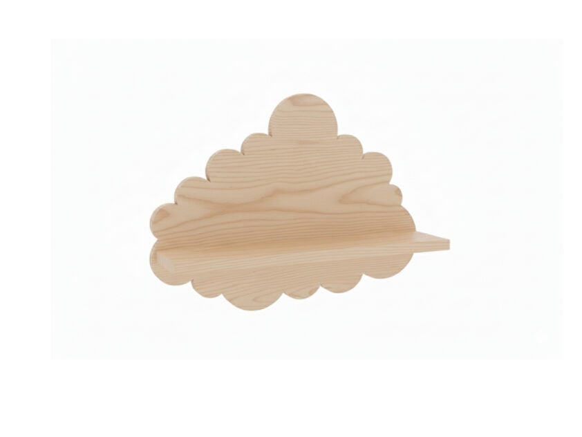 Drewniana półka w kształcie chmurki do pokoju dziecka