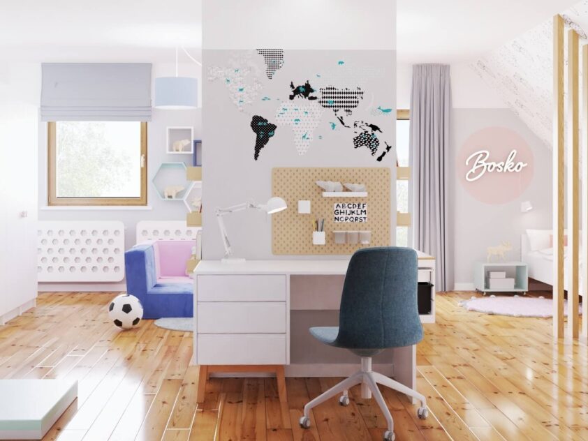 skandynawskie biurko szerokości 125cm w pokoju dziecka