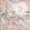 Tapeta Luna Malumi wzór w delikatnych odcieniach z karuzelą, kwiatami i księżycem