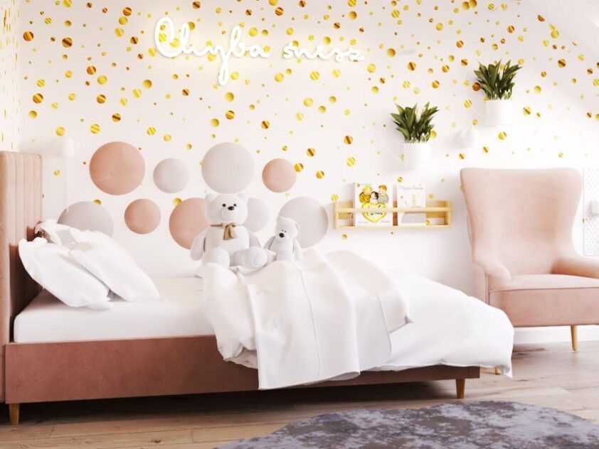 panele tapicerowane przy łóżku dziewczynki
