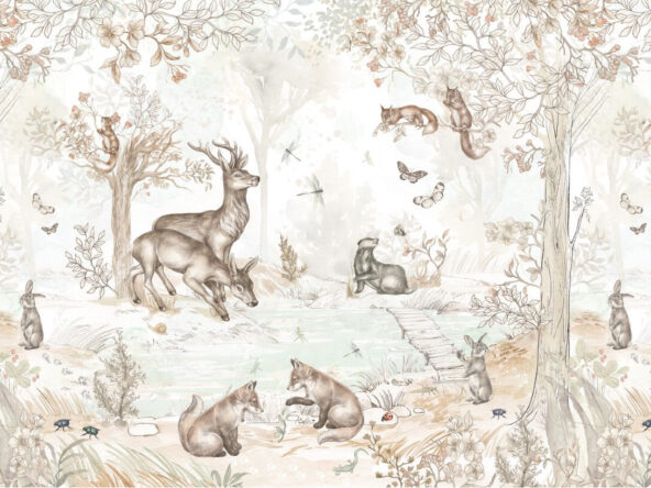 wzór tapety ze zwierzątkami leśnymi