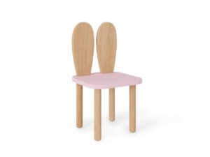 krzesełko królik z kolorowym siedziskiem i drewnianymi uszami
