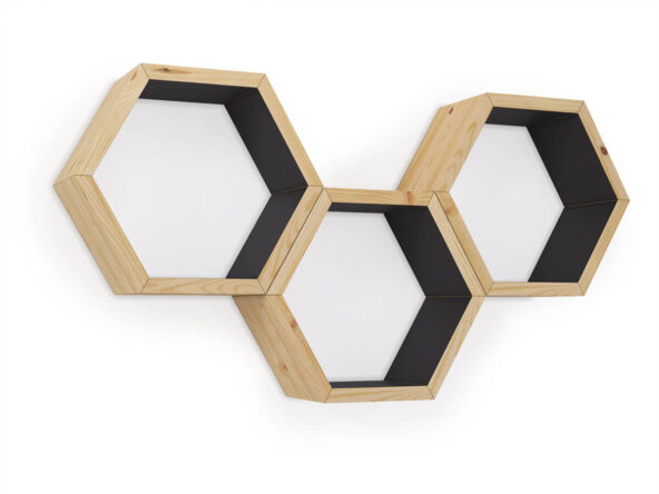sosnowe półki hexagon