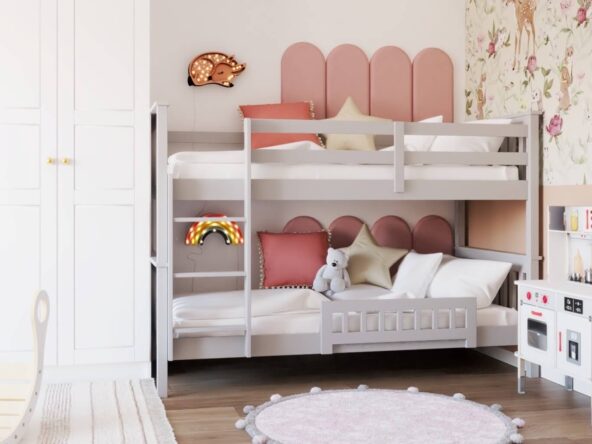 skandynawskie łóżko piętrowe w pokoju rodzeństwa