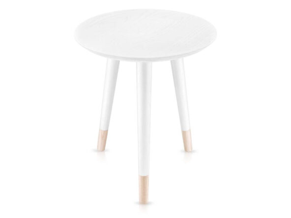 biały stolik z drewna jesionowego