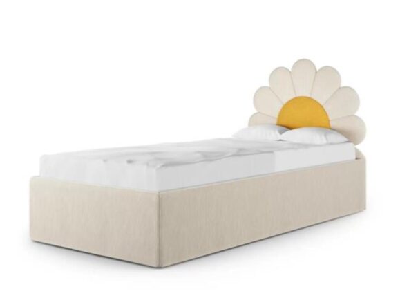 łóżko z zagłówkiem w kształcie stokrotki