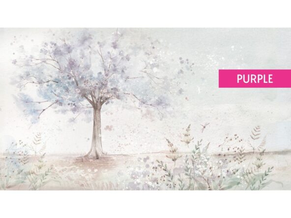 Merry Cherry - tapeta z drzewem i kwiatkami w kolorze purple