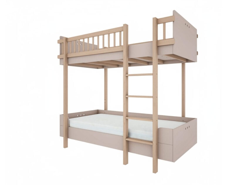 Dwupiętrowe łóżko z kolekcji Basic w kolorze kaszmirowym.