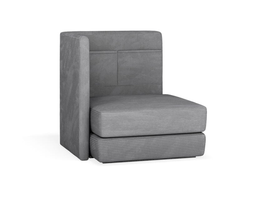 Fotel rozkładany Muve w wersji szarej.
