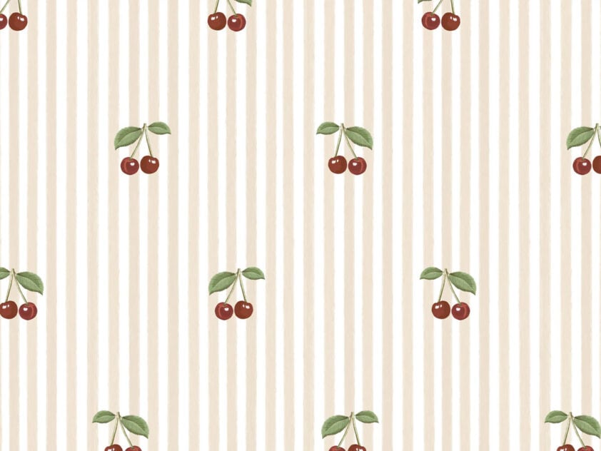 Tapeta Little Cherries - wersja beżowa